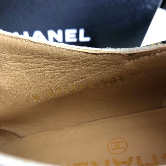 Chanel Authentic Lace Up Oxfords W/ Box 38.5 - Picture 4 of 8